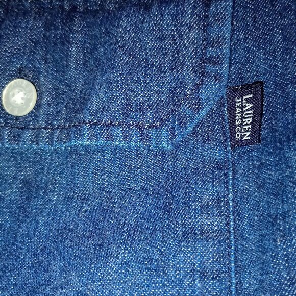 Lauren Jeans Co Ralph Lauren Women's Denim Button Front L Dark Wash 100% Cotton - Picture 5 of 9